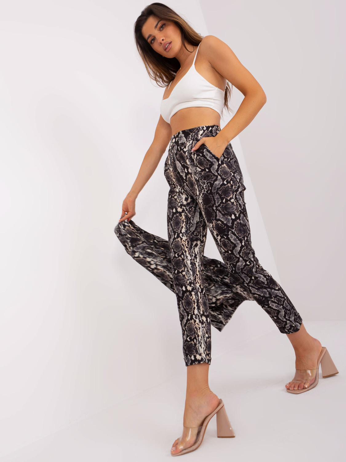 DHJ nohavice SP 13926 7.52P čierna a béžová S