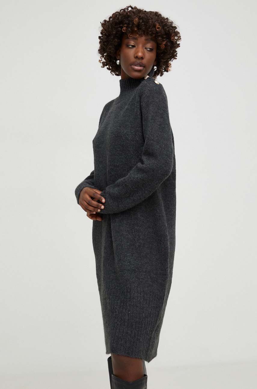 Sveter Answear Lab dámsky, šedá farba, teplý, s polorolákom