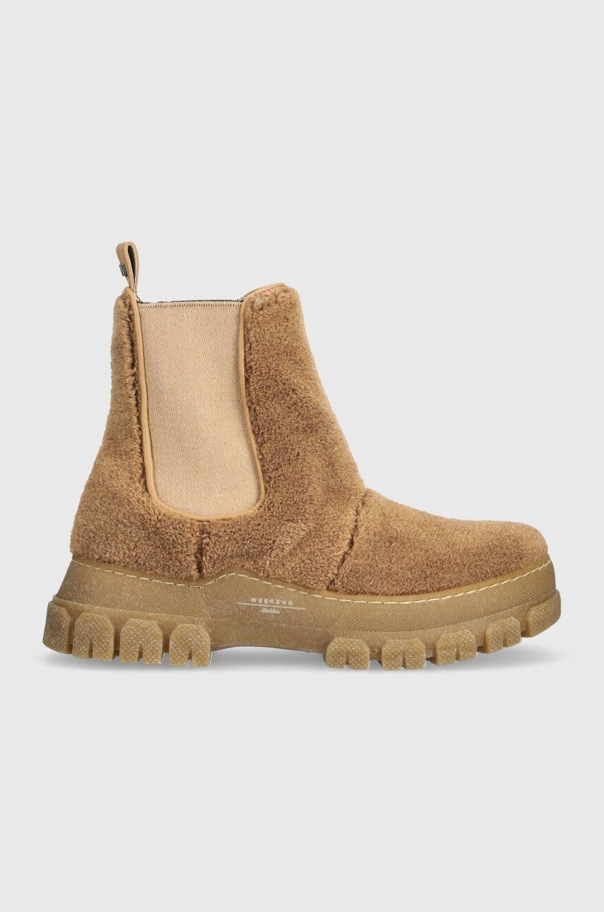 Topánky chelsea Weekend Max Mara Muschio dámske, hnedá farba, na platforme, 2357960534600