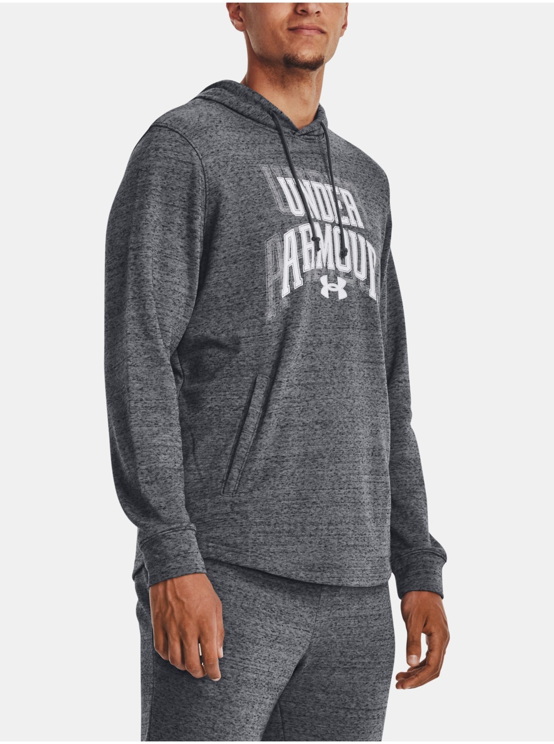 Sivá pánska mikina Under Armour UA Rival Terry Graphic HD