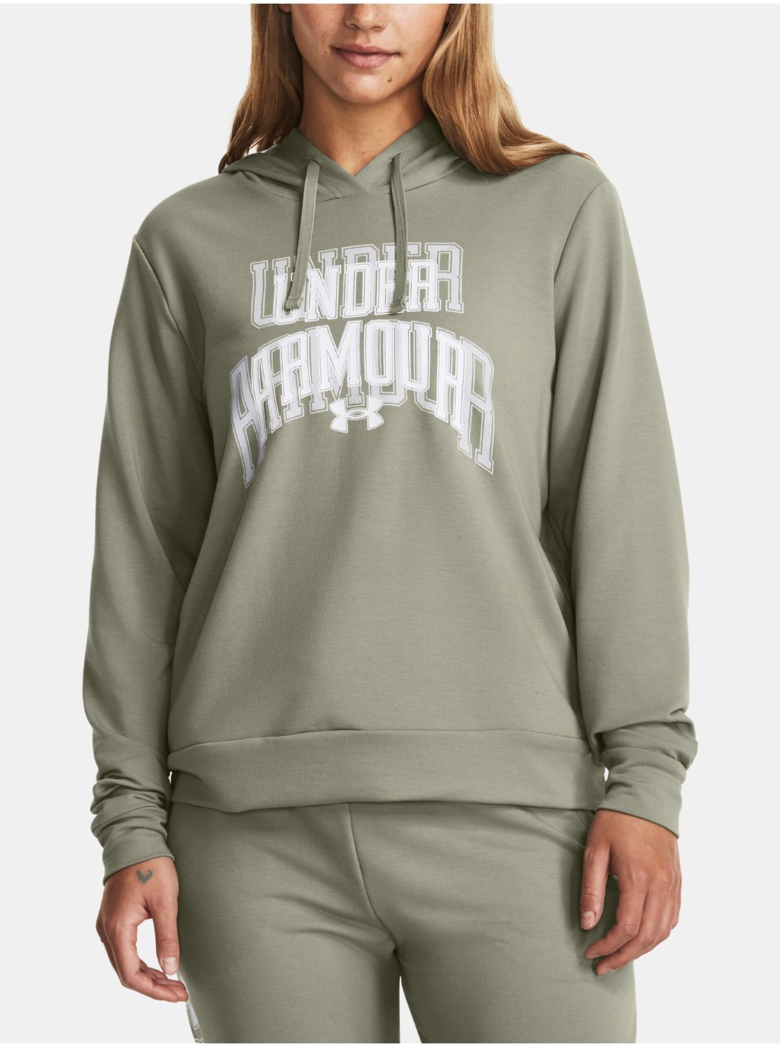 Zelená dámska športová mikina Under Armour UA Rival Terry Graphic Hdy