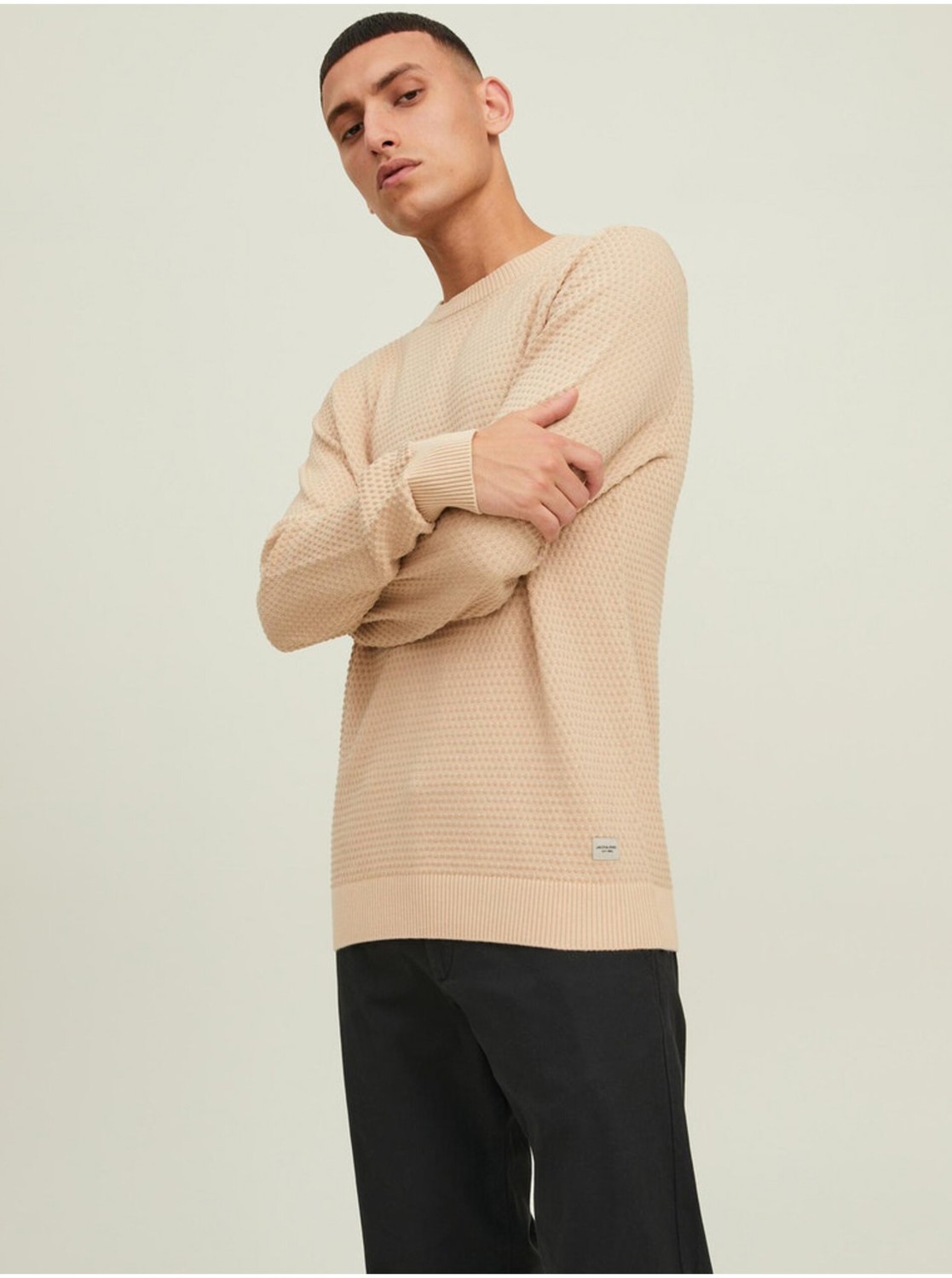 Krémový pánsky vzorovaný sveter Jack & Jones Atlas