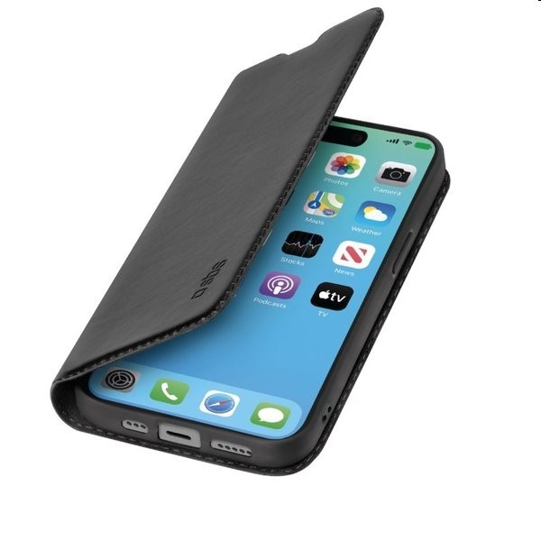 Puzdro SBS Book Wallet Lite pre Apple iPhone 15 Pro, čierne TEBKLITEIP1561PK