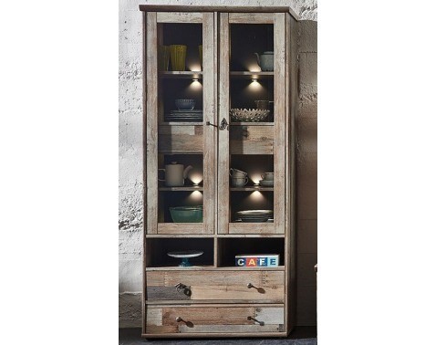 Vysoká vitrína Bonanza, vintage optika%