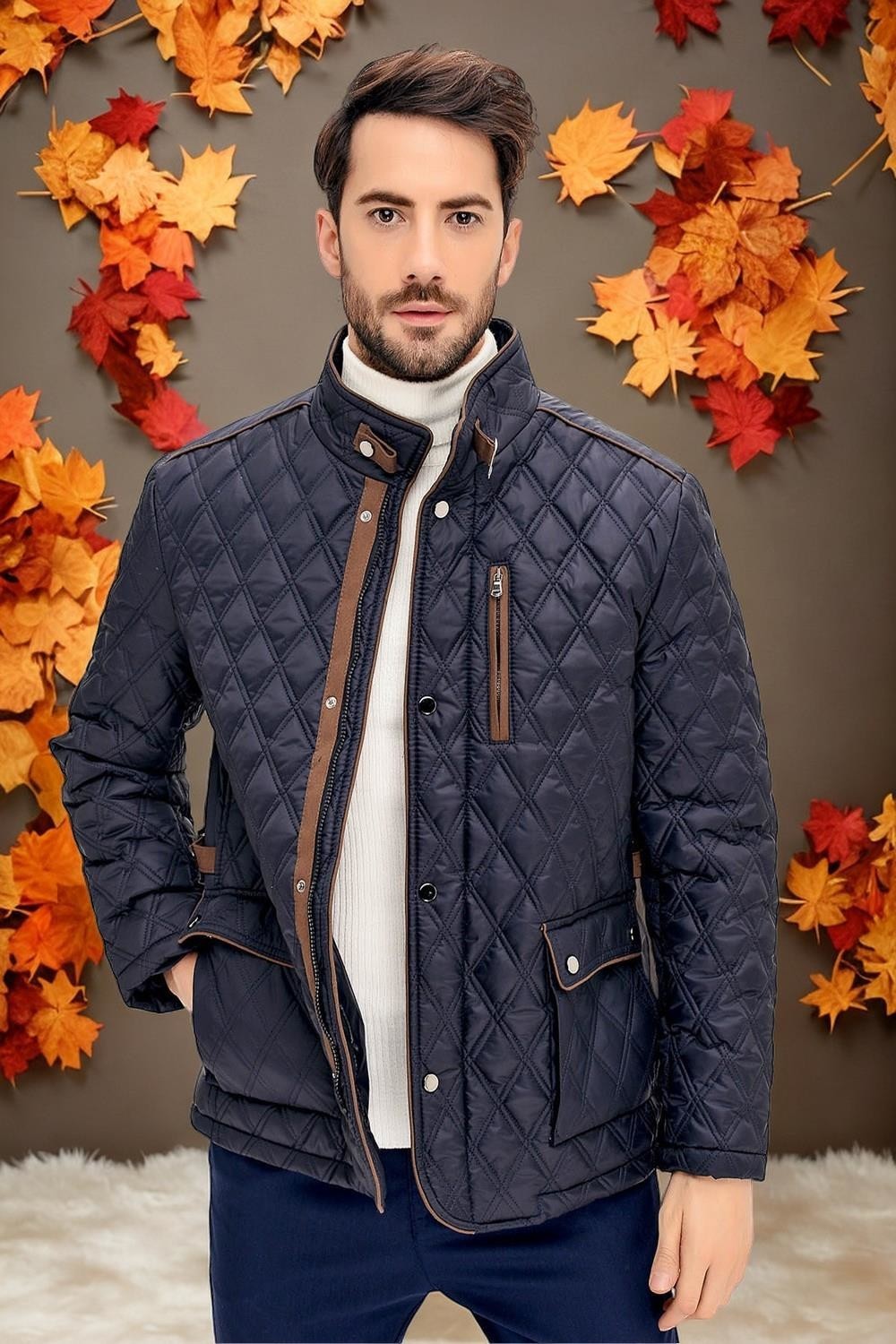 K8613 DEWBERRY COAT-PLAIN NAVY BLUE