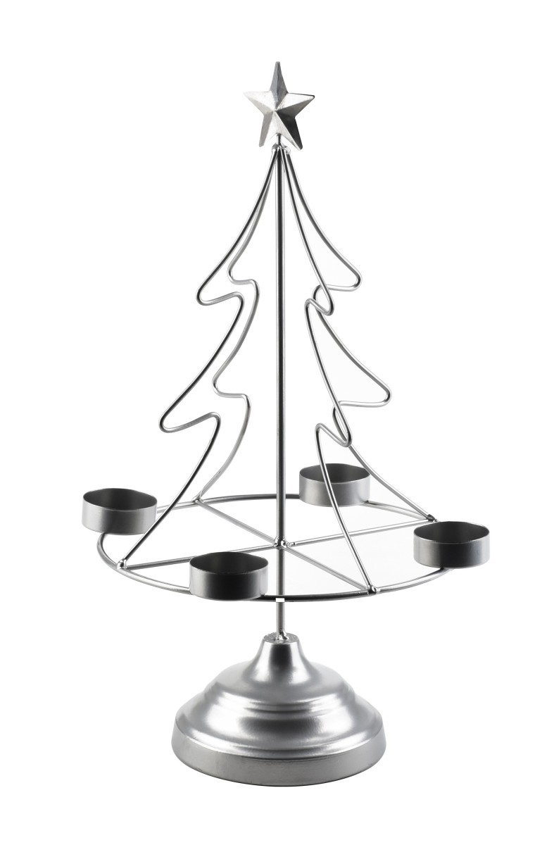 Vánoční svícen Br4on SANTA LILA 38 cm stříbrný