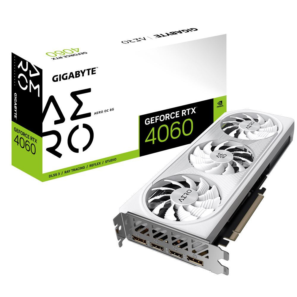 GIGABYTE VGA NVIDIA GeForce RTX 4060 AERO 8G OC, RTX 4060, 8GB GDDR6, 2xDP, 2xHDMI