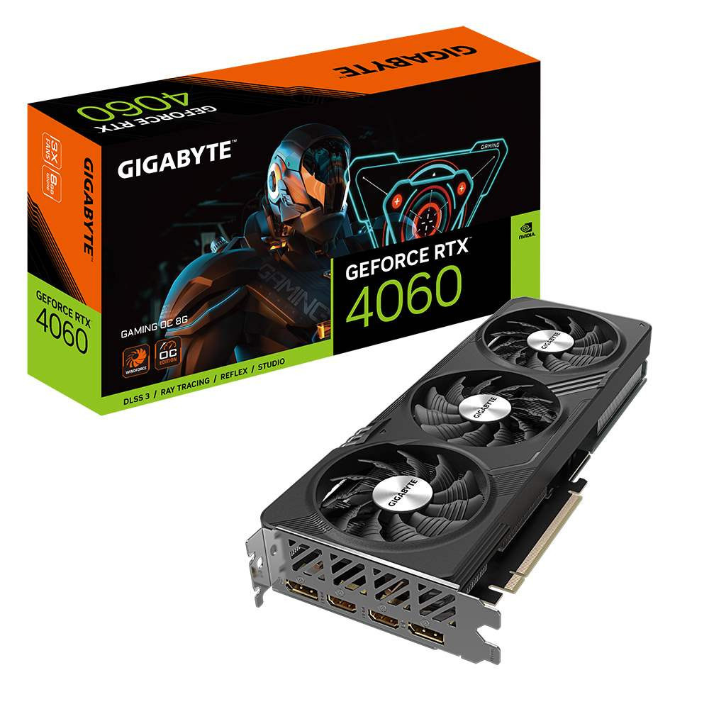 GIGABYTE VGA NVIDIA GeForce RTX 4060 GAMING 8G OC, RTX 4060, 8GB GDDR6, 2xDP, 2xHDMI