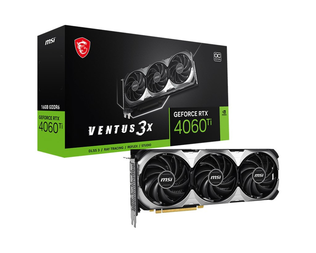 MSI VGA NVIDIA GeForce RTX 4060 Ti VENTUS 3X 16G OC, RTX 4060 Ti, 16GB GDDR6X