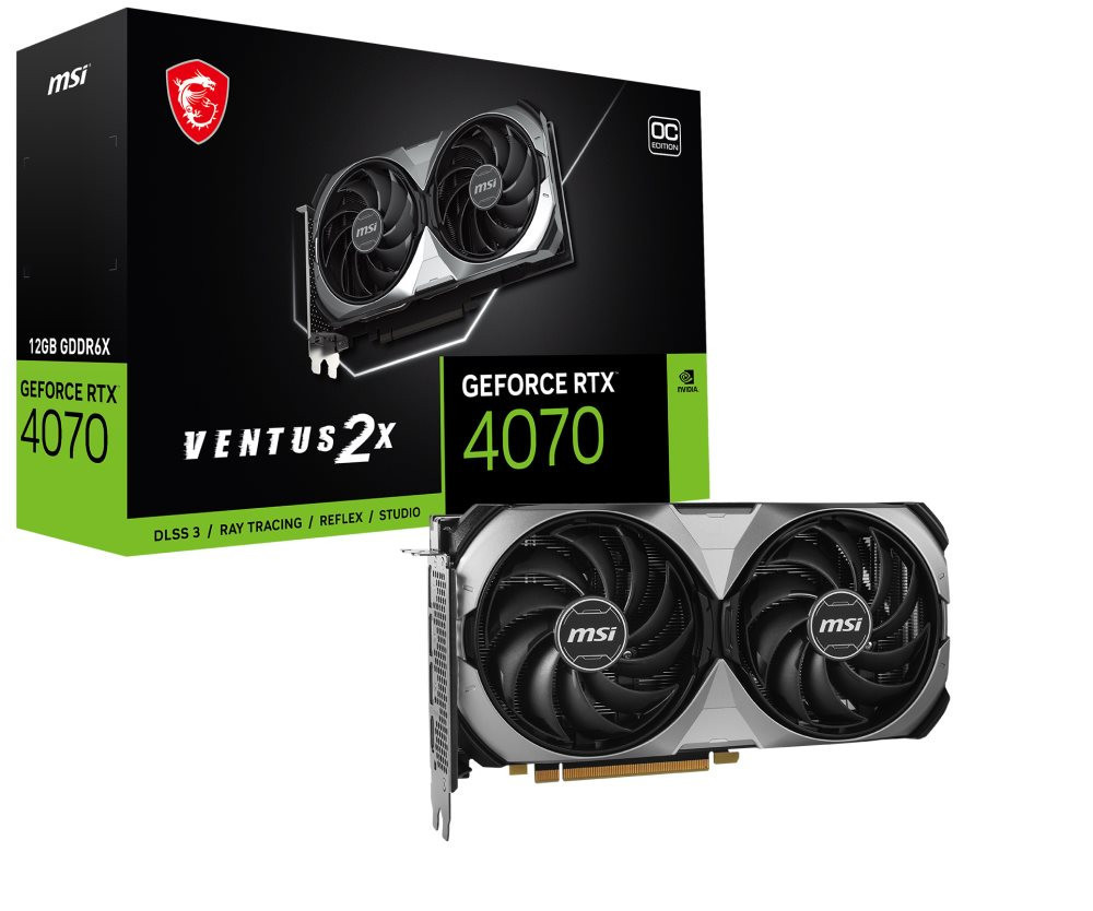 MSI VGA NVIDIA GeForce RTX 4070 VENTUS 2X E 12G OC, RTX 4070, 12GB GDDR6X, 3xDP, 1xHDMI