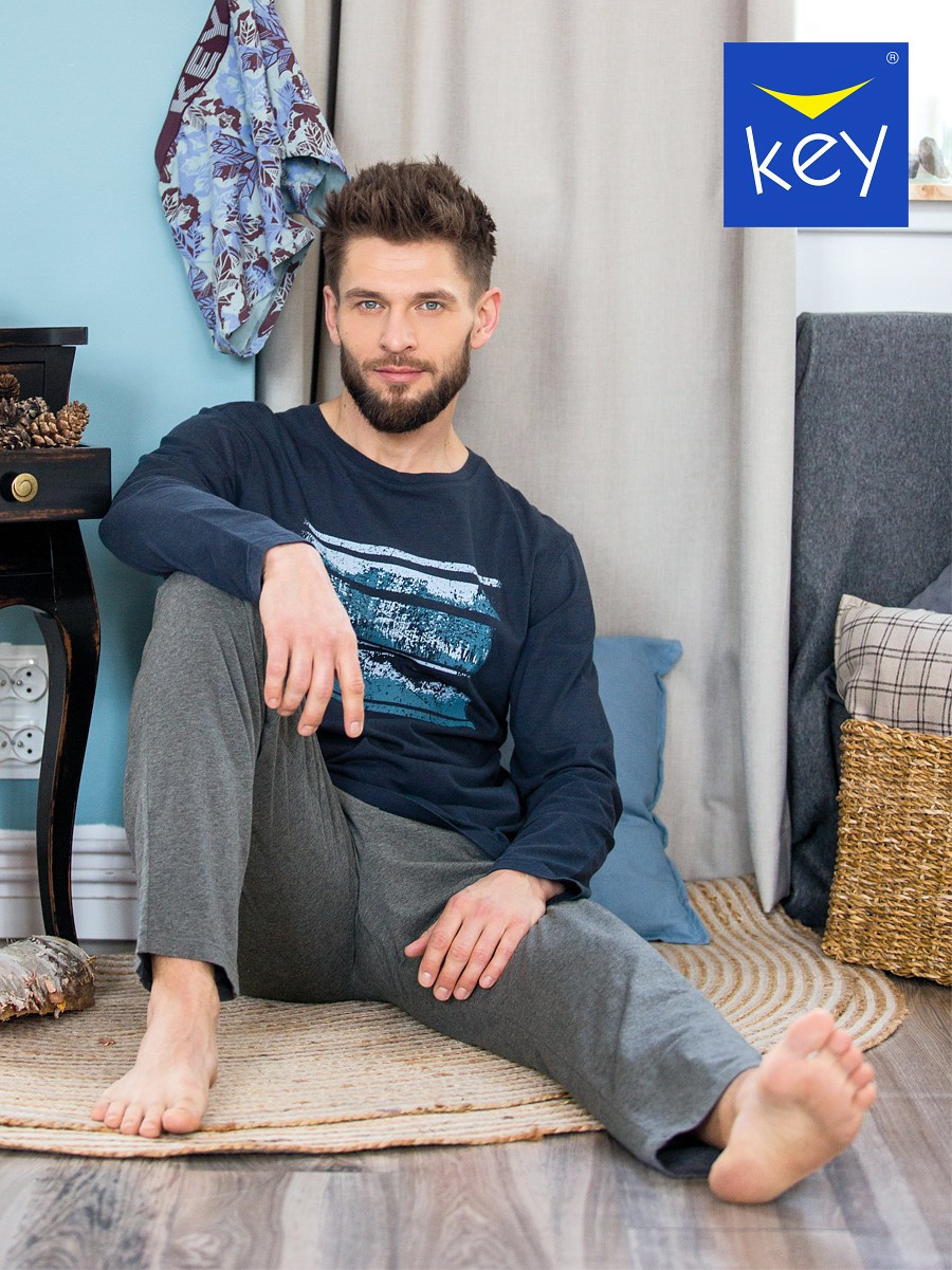 Pánske pyžamo Key MNS 862 B22 M-2XL grafitově šedá melanž M