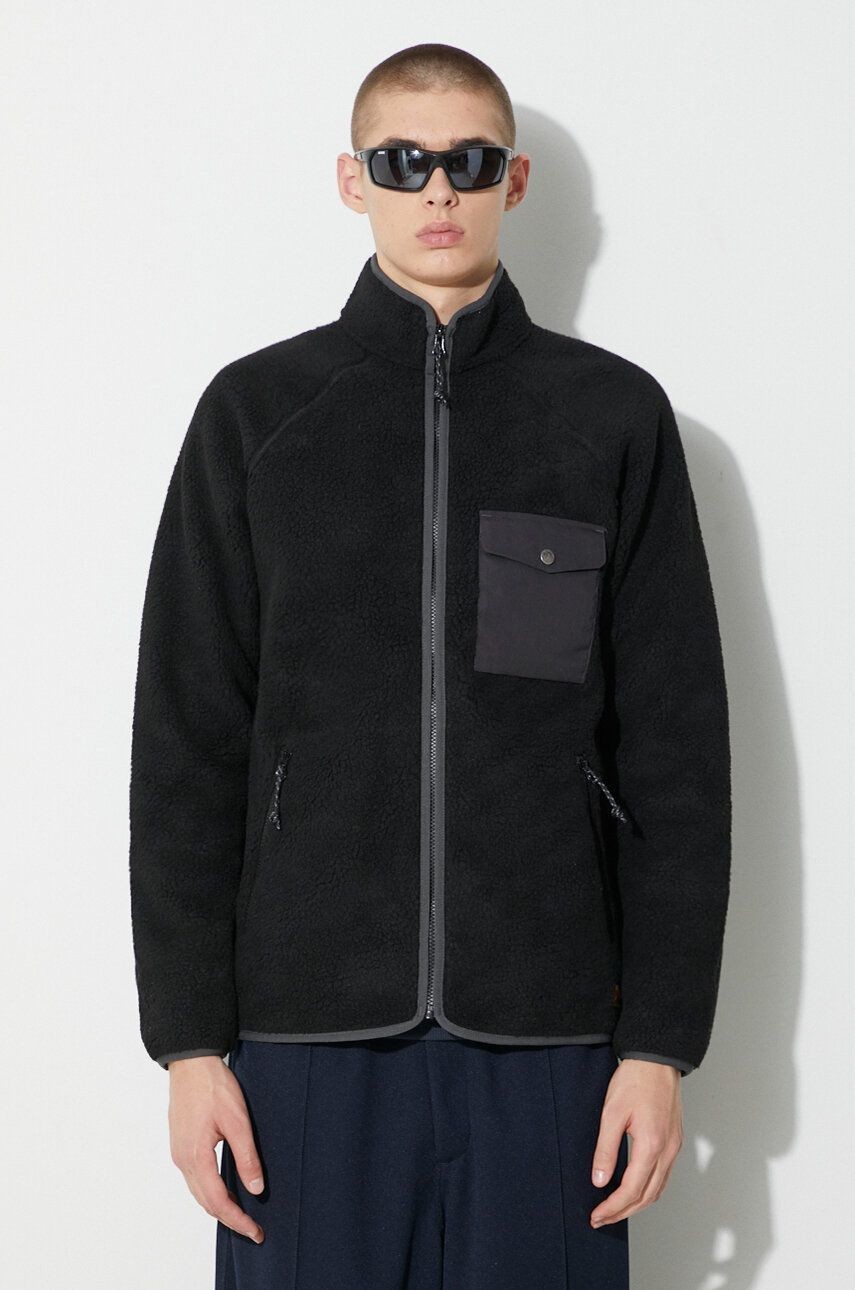 Mikina Fjallraven Vardag Pile pánska, čierna farba, jednofarebná