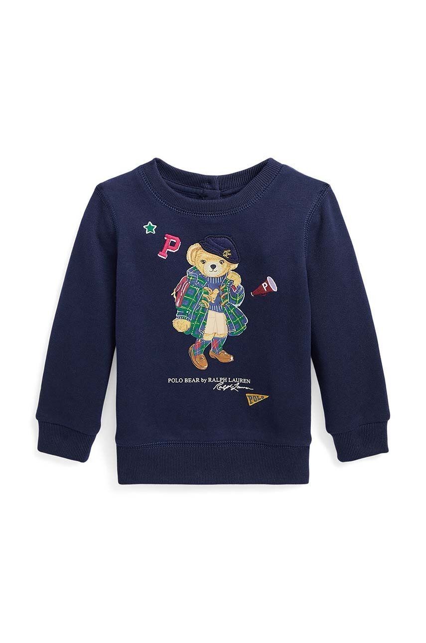 Mikina pre bábätká Polo Ralph Lauren tmavomodrá farba, s potlačou