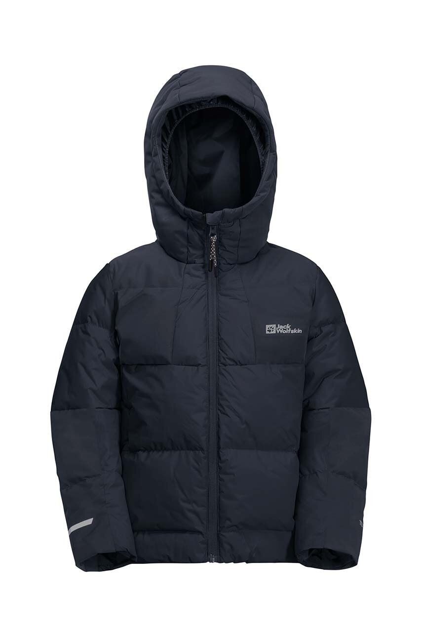 Detská páperová bunda Jack Wolfskin ACTAMIC DOWN tmavomodrá farba
