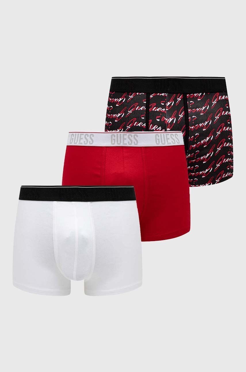 Boxerky Guess 3-pak pánske, červená farba