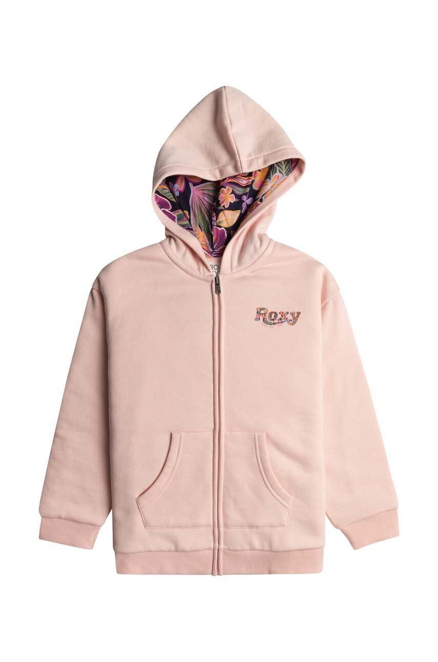 Detská mikina Roxy SAME OLD LOVE OTLR oranžová farba, s kapucňou, s potlačou