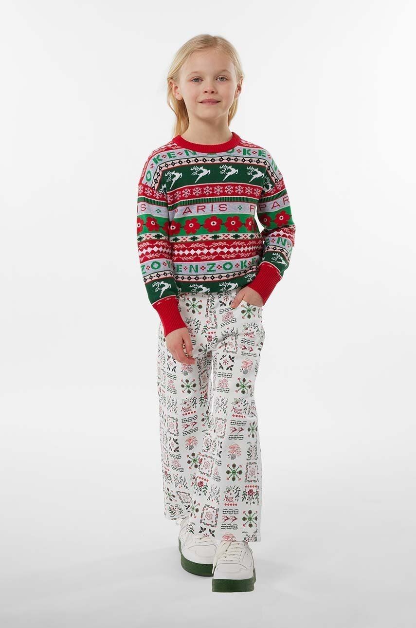 Detský sveter s prímesou vlny Kenzo Kids červená farba