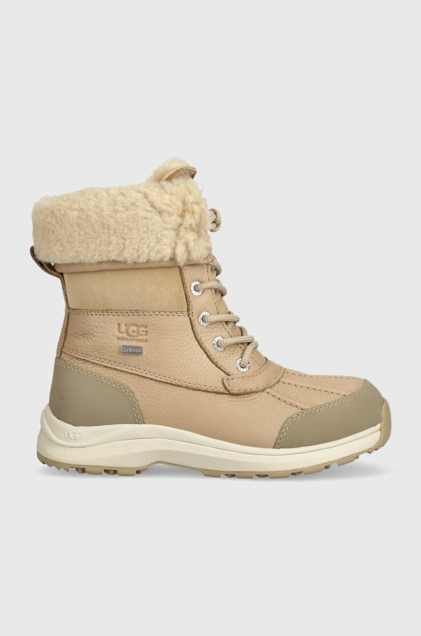 Kožená obuv UGG Adirondack Boot III dámske, béžová farba, na plochom podpätku, zateplené, 1095141