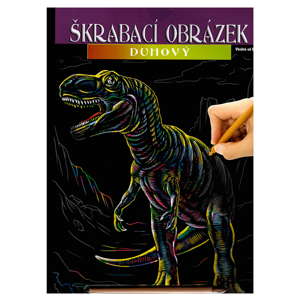 SMT CREAYTOYS Škrabací obrázok dúhový A4 dinosaurus 1 ks