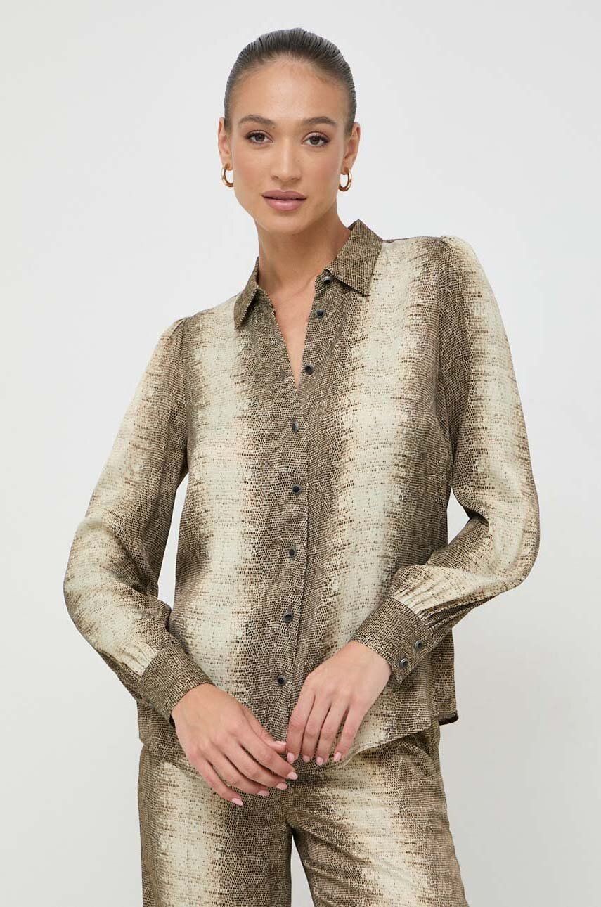 Košeľa Twinset dámska, zelená farba, regular, s klasickým golierom