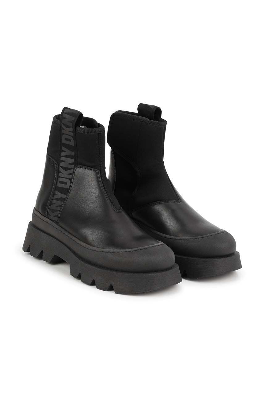 Detské kožené topánky Dkny čierna farba