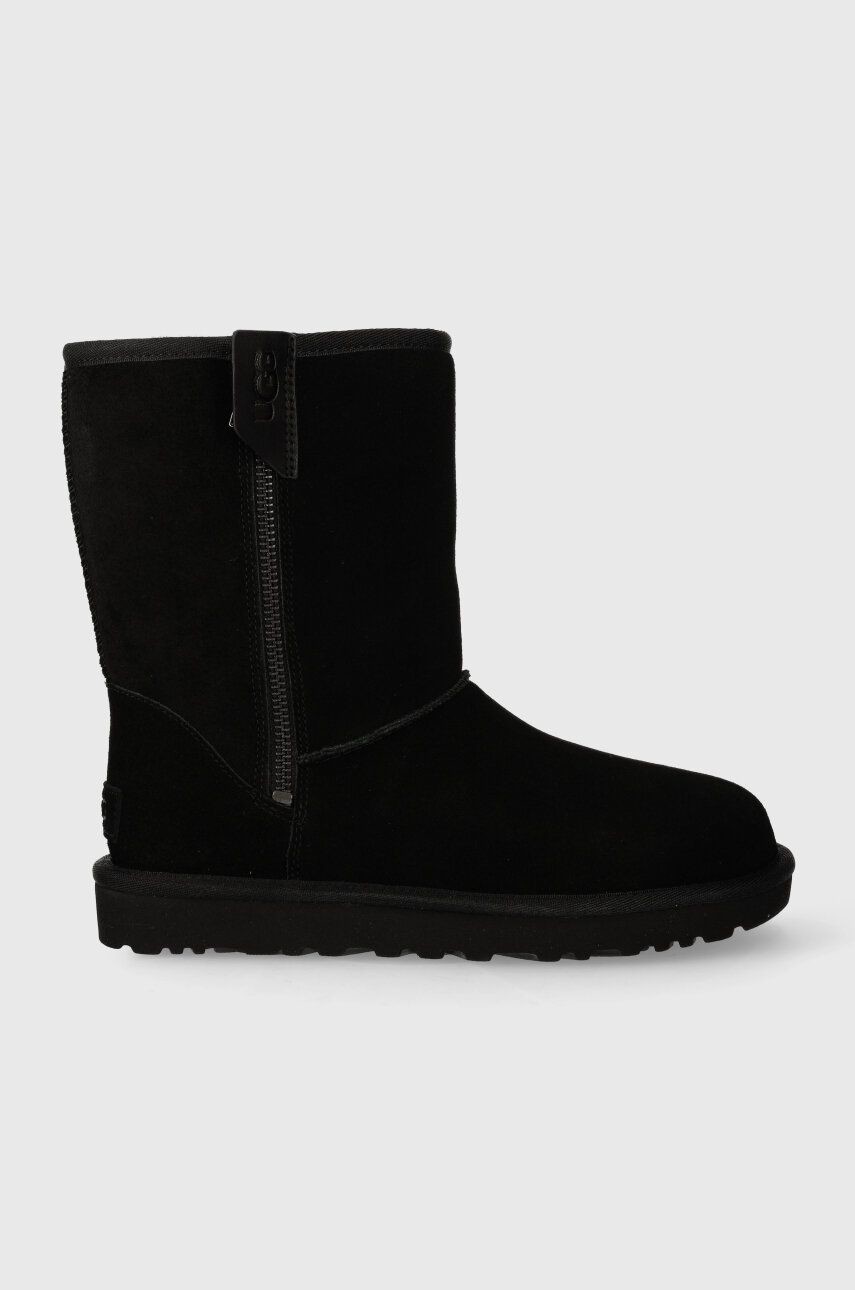 Semišové snehule UGG Classic Short Bailey Zip čierna farba, 1144043