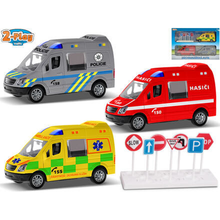 Mikro Trading 2-Play Traffic autá záchranných zložiek CZ 1:32 na zotrvačník s doplnkami v krabičke