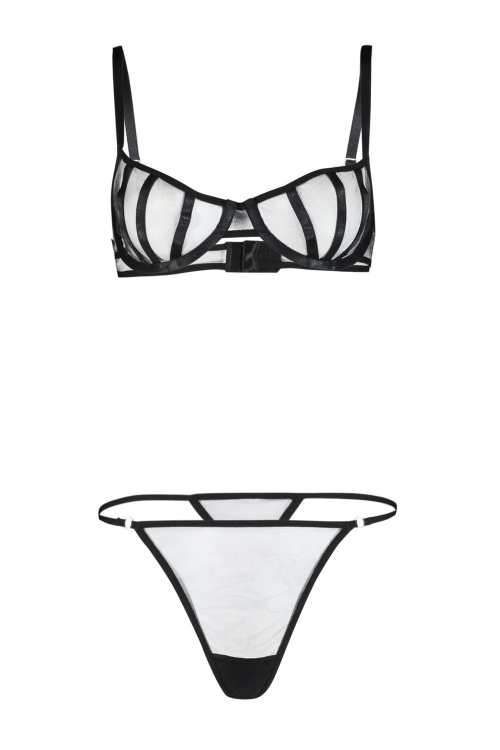 Trendyol Black Tulle Coverless Underwire Underwear Set