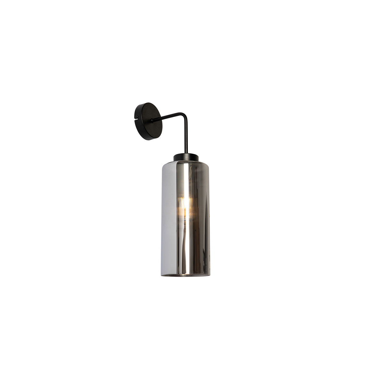 Art Deco wandlamp zwart met smoke glas - Laura