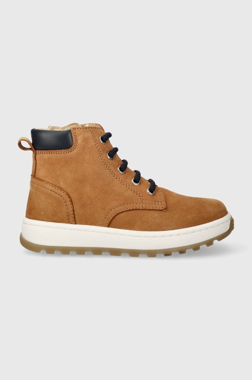 Detské kožené poltopánky Pom D'api FLOW BOOTS hnedá farba