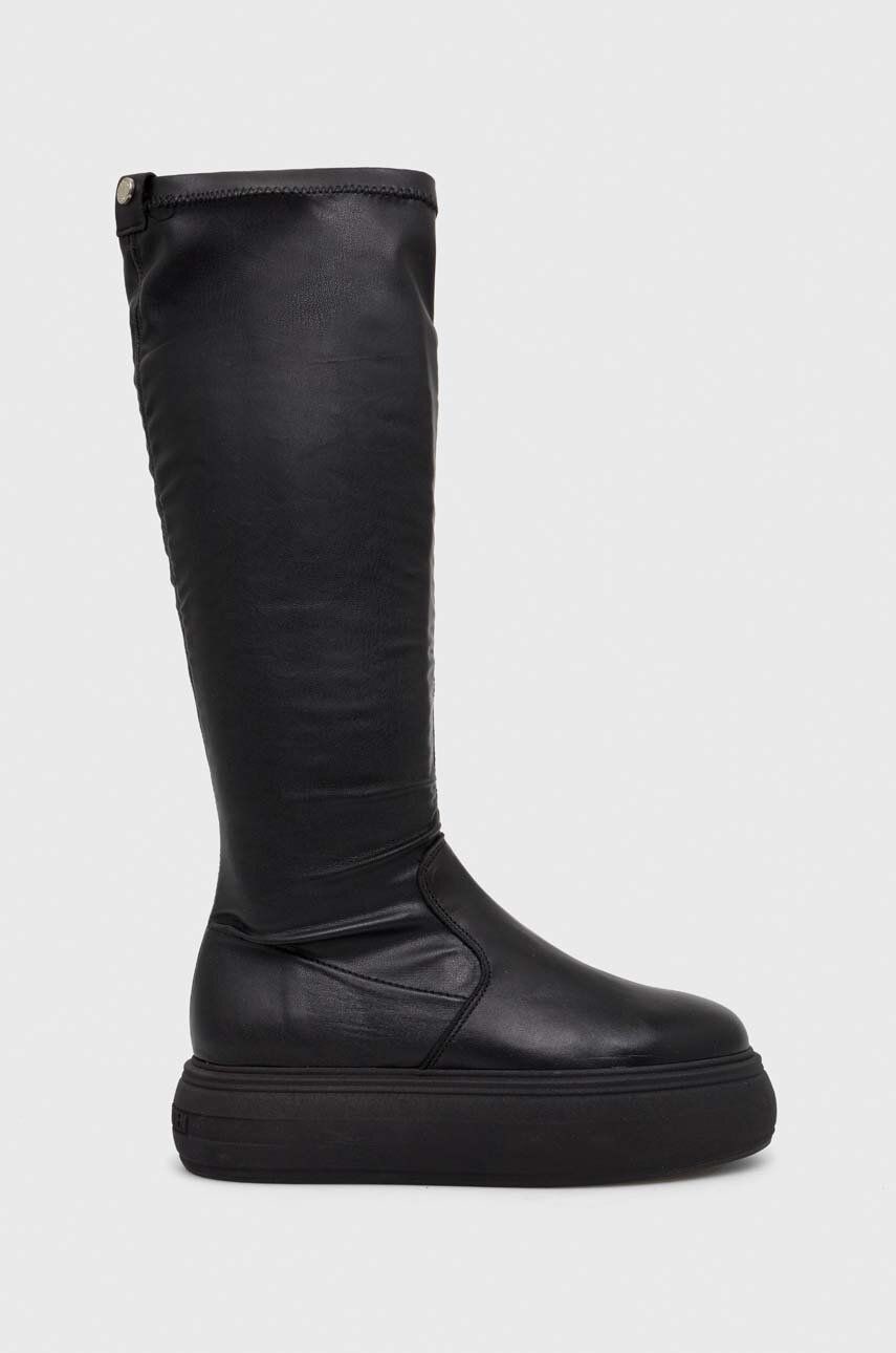 Vysoké čižmy Steve Madden Heavenly dámske, čierna farba, na platforme, jemne zateplené, SM11002725