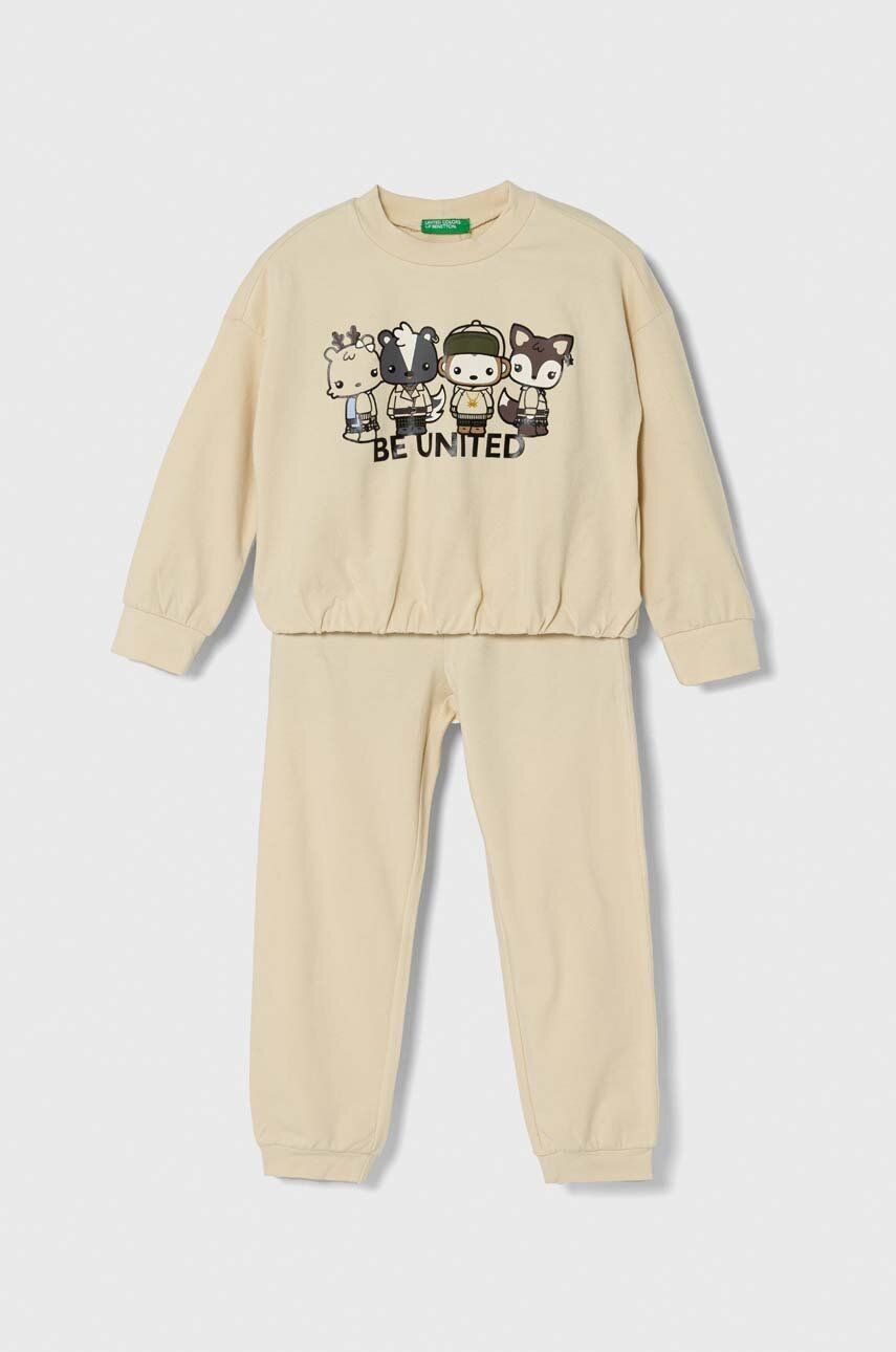 Detské pyžamo United Colors of Benetton béžová farba, s potlačou