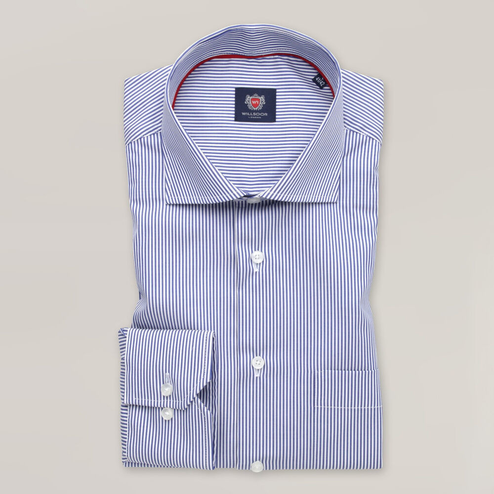 Pánska košeľa slim fit s modro-bielym pruhovaným vzorom 15631