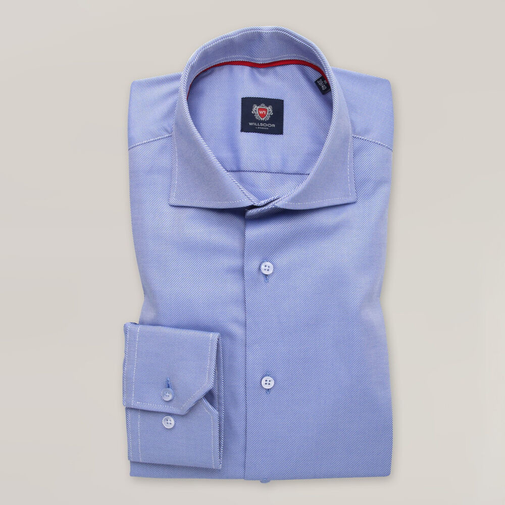 Pánska košeľa slim fit modrej farby s jemným pruhovaným vzorom 15635