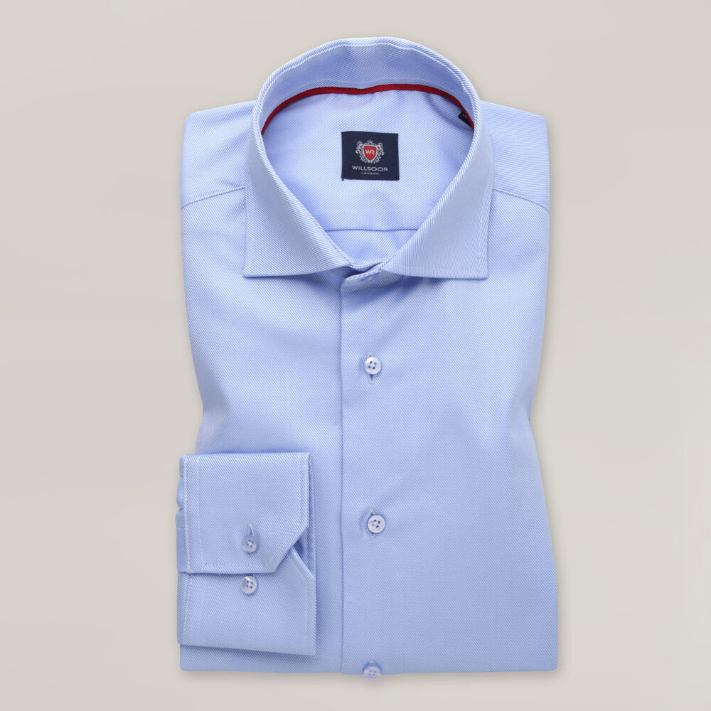 Pánska košeľa slim fit svetlomodrej farby s jemným pruhovaným vzorom 15637