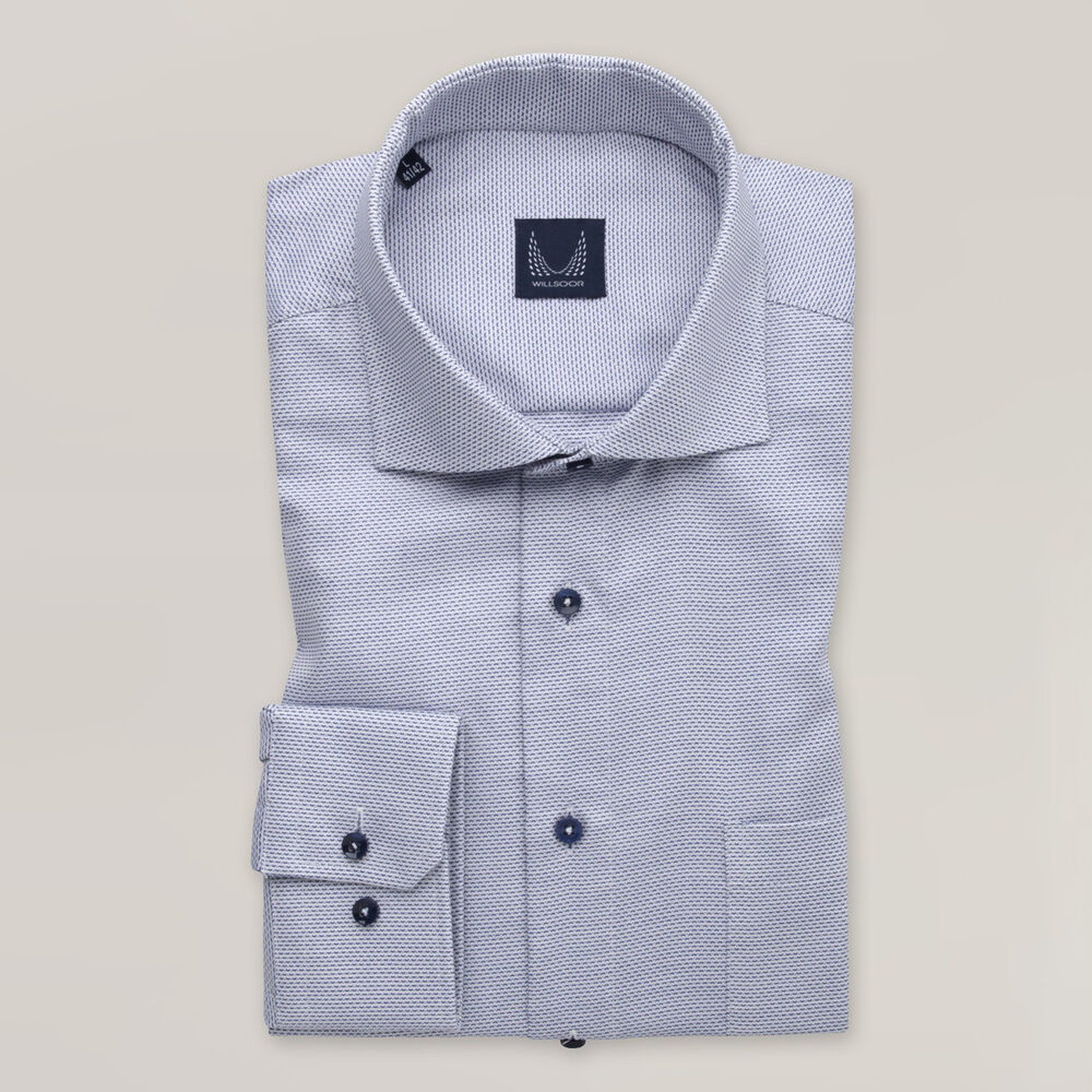 Elegantná pánska košeľa slim fit s jemným modrým vzorom 15643