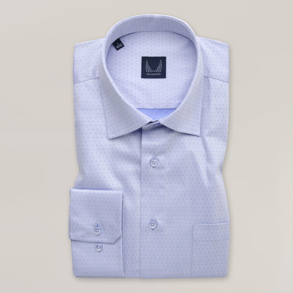 Pánska svetlomodrá košeľa slim fit s jemnými bodkami 15653
