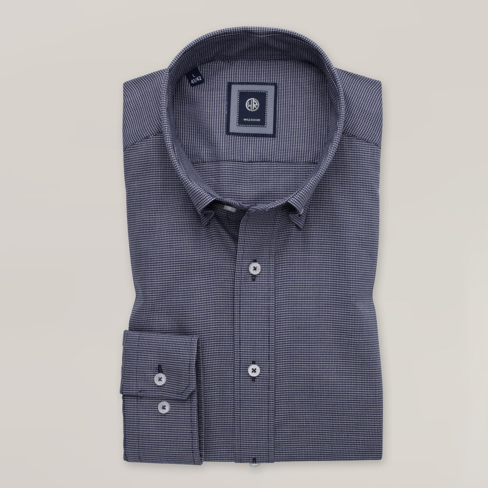 Pánska tmavosivá košeľa slim fit s golierom na gombíky 15698