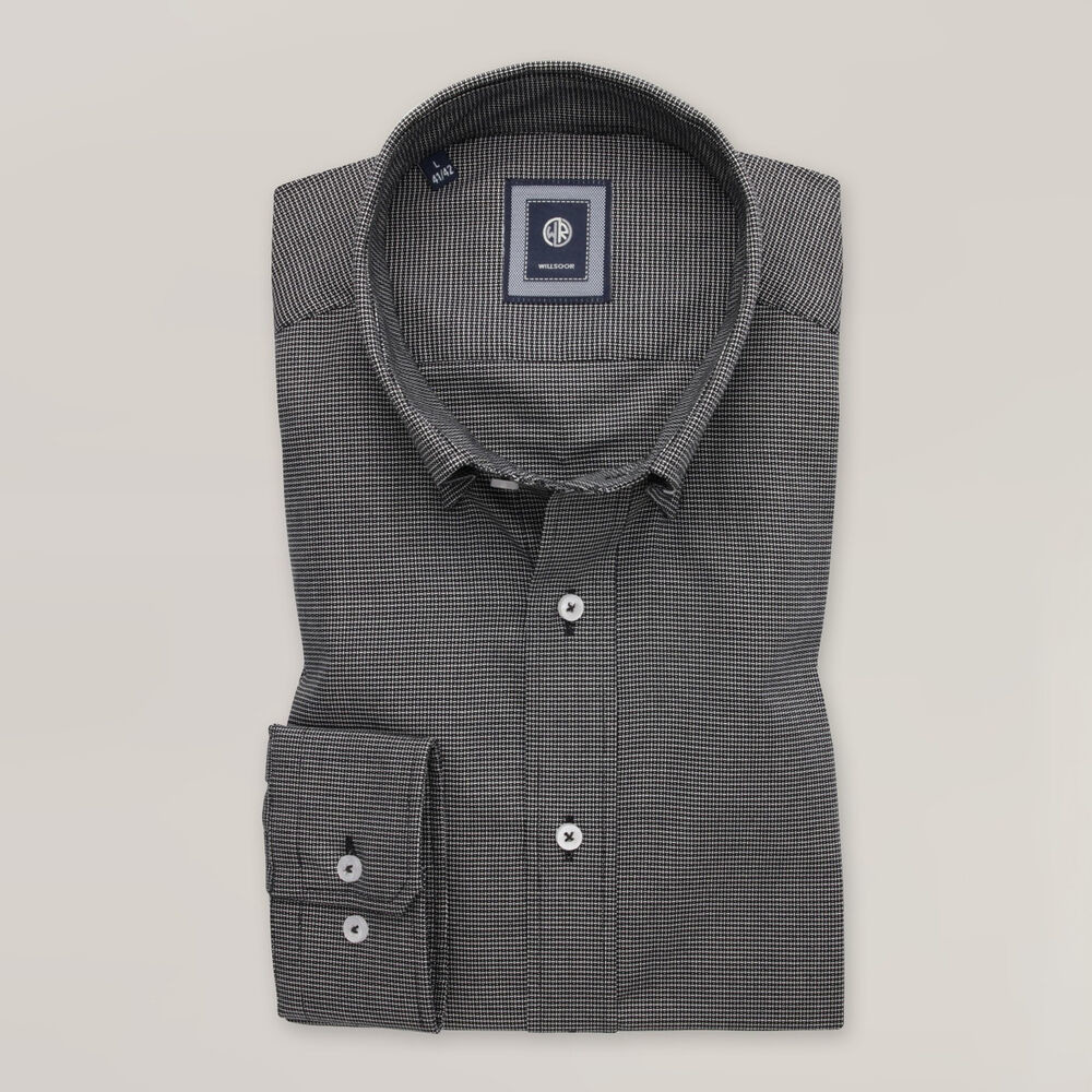 Pánska tmavosivá košeľa slim fit s golierom na gombíky 15700