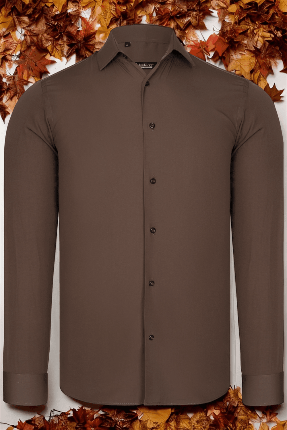 G726 DEWBERRY MEN'S SHIRT-PLAIN BROWN