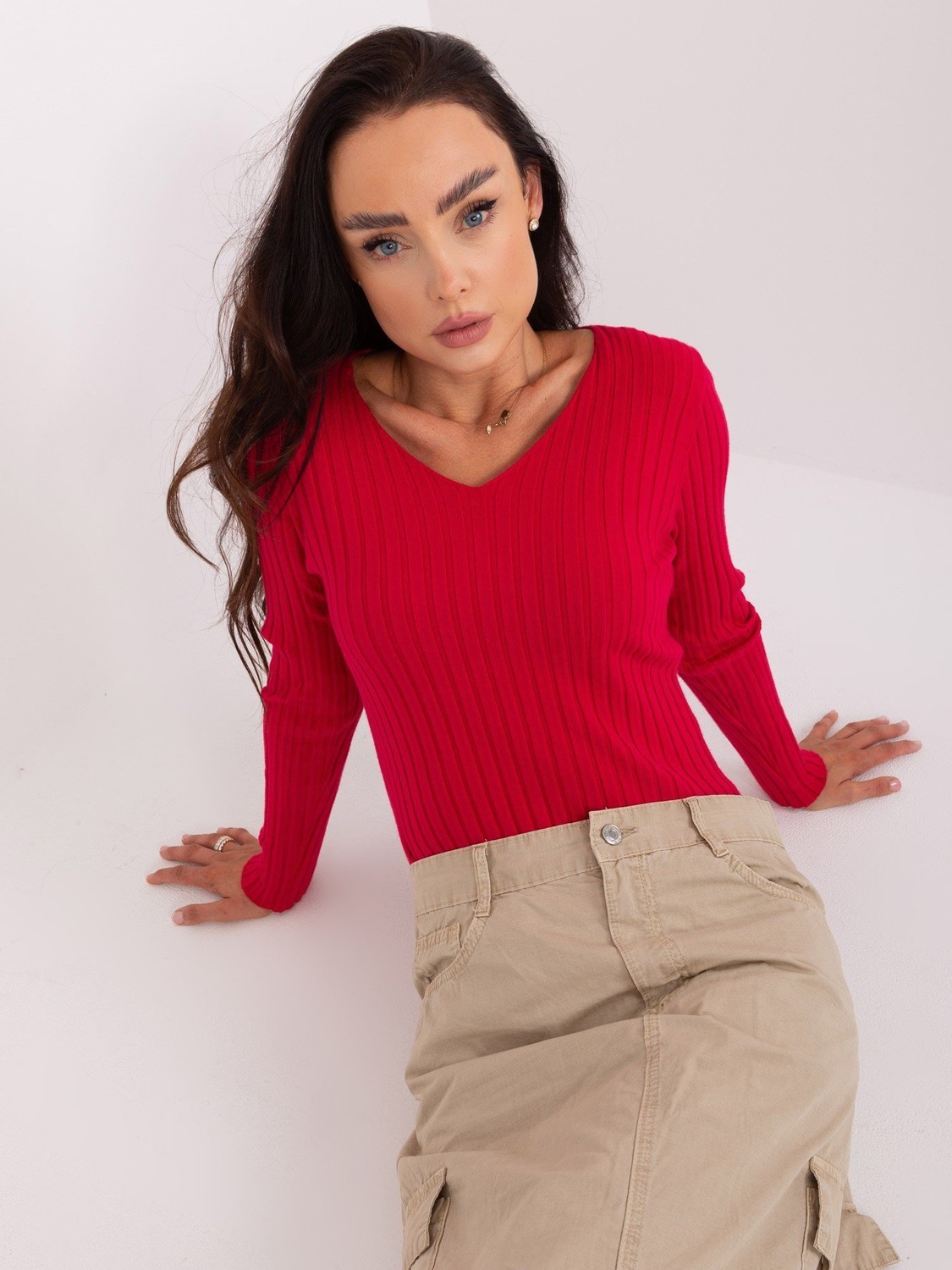 Red Classic Striped Sweater