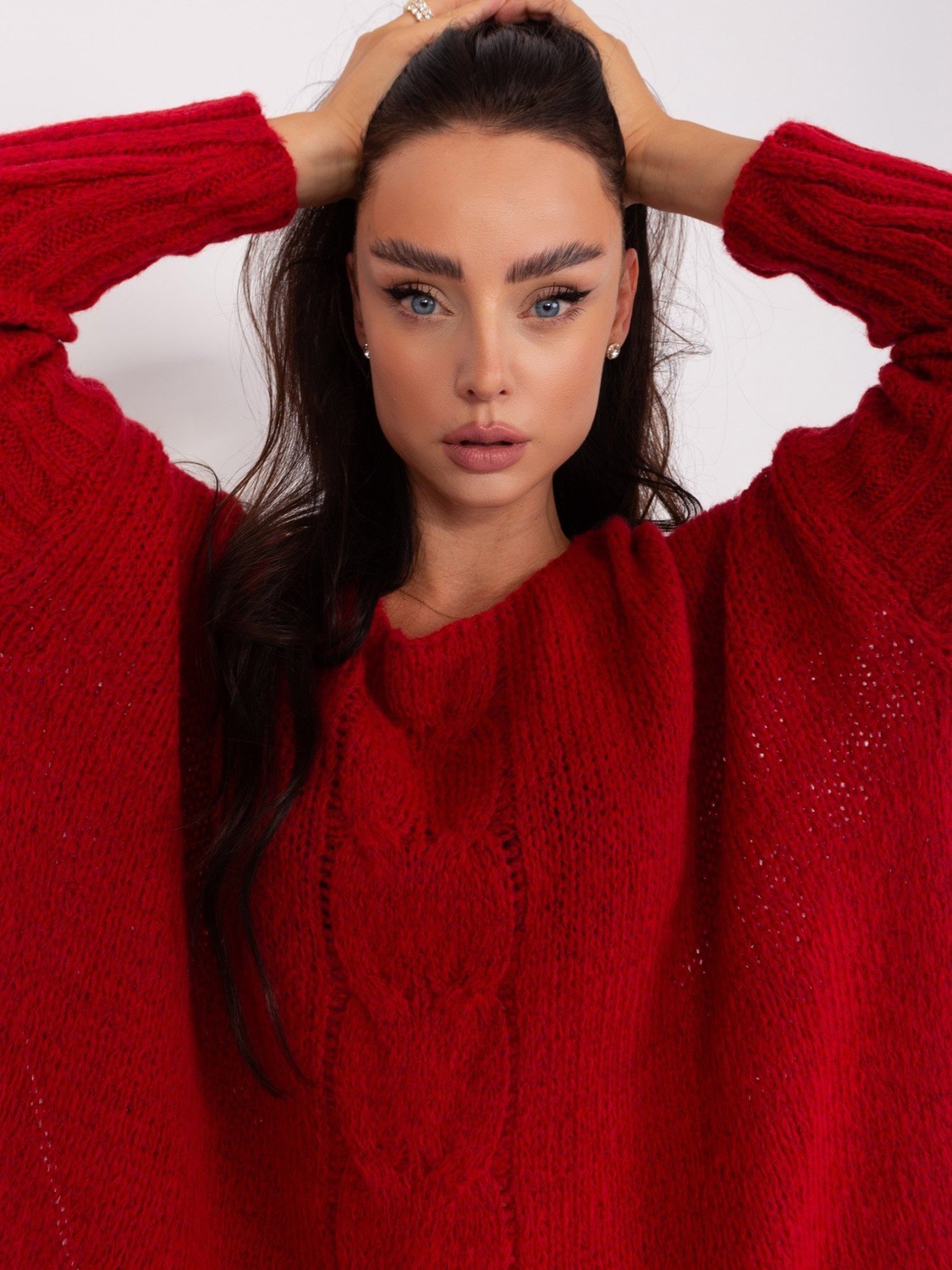 Dark red oversize knitted sweater OCH BELLA