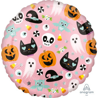 Amscan Fóliový balón zábavný Halloween - ružový 43 cm