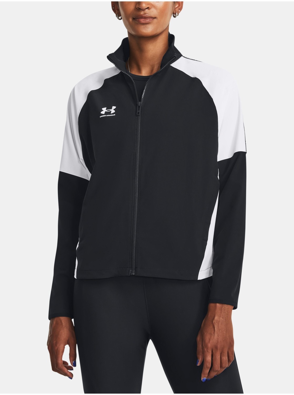Bielo-čierna dámska športová bunda Under Armour UA W's Ch. Pre Track Jacket