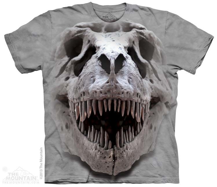 Pánske batikované tričko The Mountain - T-Rex Big Skull - sivé Veľkosť: S