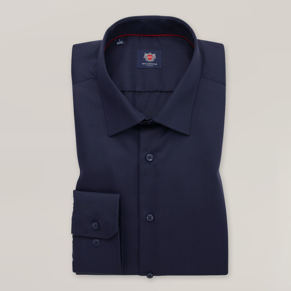 Elegantná pánska košeľa slim fit v námorníckej modrej farbe 15710