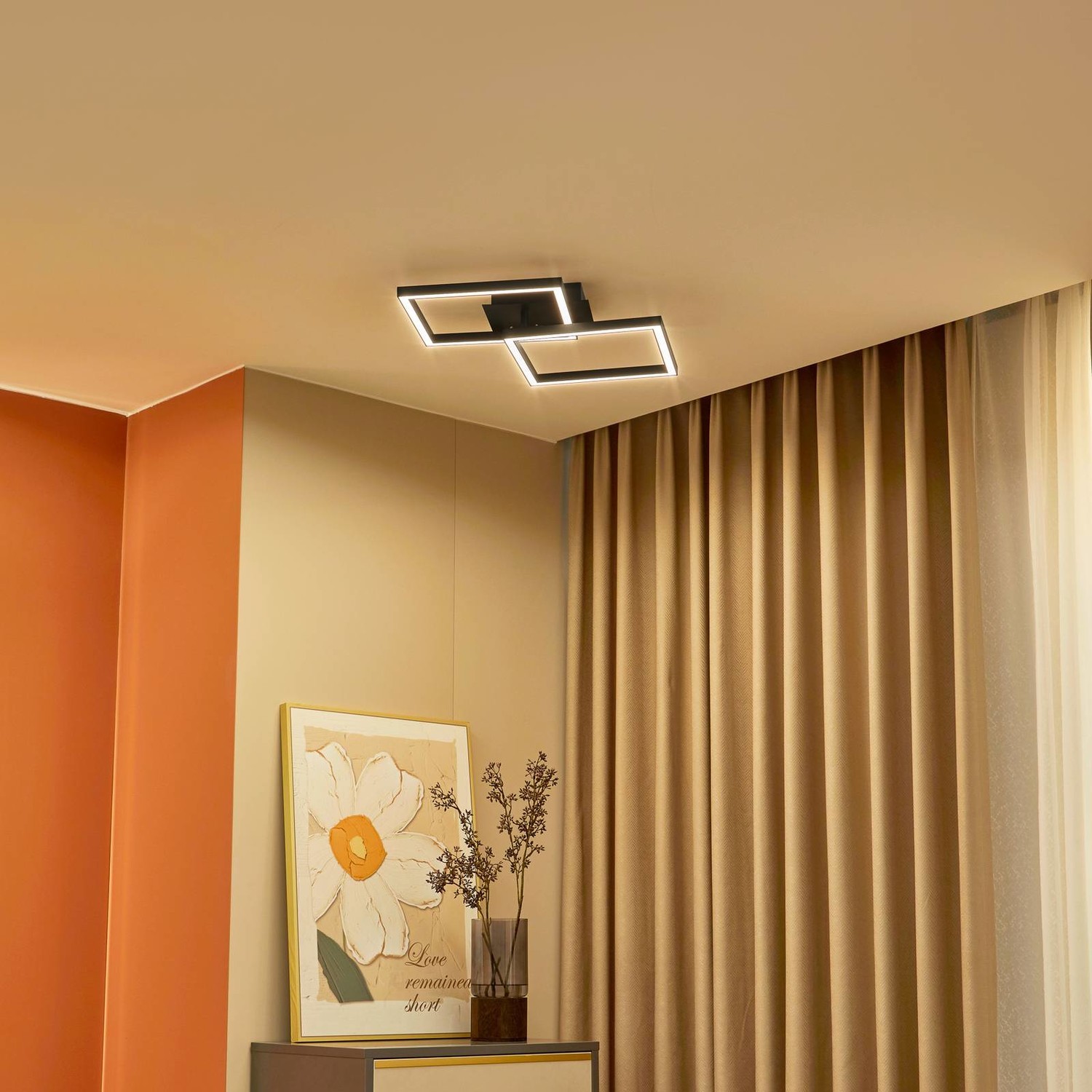 Lucande Tjado stropné LED svetlo štvorec 2pl 65 cm