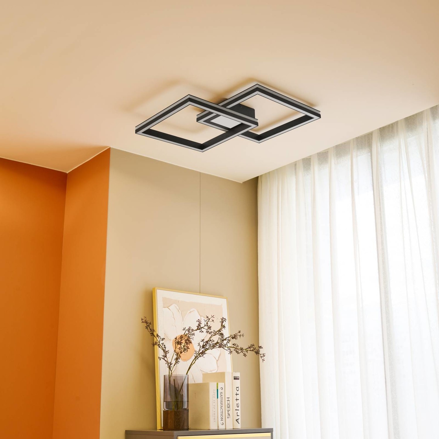 Lucande Tjado LED svetlo štvorec 2-pl. 86,5 cm
