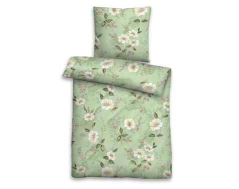 Biber obliečky Iris 140x200 cm, zelené kvetované%