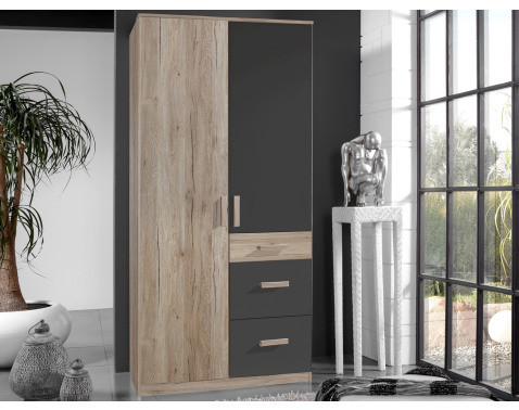Šatníková skriňa Cariba, 90 cm, dub san remo/grafit%